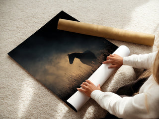 Sunlit Horse Silhouette Poster – Equine Moody Wall Art - Just Great Posters
