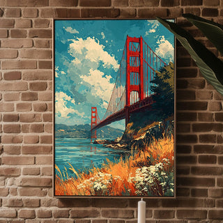 Golden Gate Bridge Sunset Poster – Painterly San Francisco Wall Art - Just Great Posters