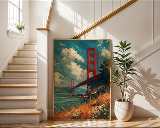 Golden Gate Bridge Sunset Poster – Painterly San Francisco Wall Art - Just Great Posters