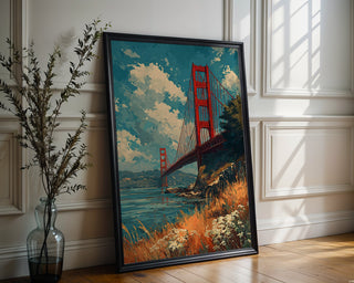 Golden Gate Bridge Sunset Poster – Painterly San Francisco Wall Art - Just Great Posters