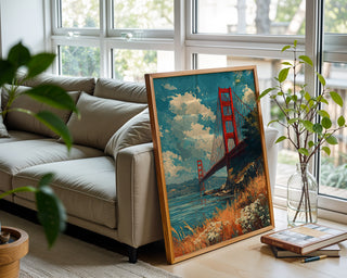 Golden Gate Bridge Sunset Poster – Painterly San Francisco Wall Art - Just Great Posters