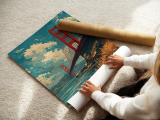 Golden Gate Bridge Sunset Poster – Painterly San Francisco Wall Art - Just Great Posters