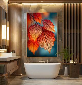 Autumn Leaves Close - Up Print – Fiery Red Foliage Wall Art with Magical Detail - Just Great Posters