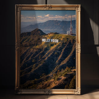Golden Hour in LA – Hollywood Sign Hills Landscape Photography Print - Just Great Posters