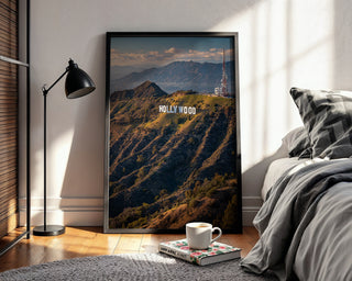 Golden Hour in LA – Hollywood Sign Hills Landscape Photography Print - Just Great Posters