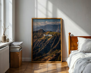Golden Hour in LA – Hollywood Sign Hills Landscape Photography Print - Just Great Posters