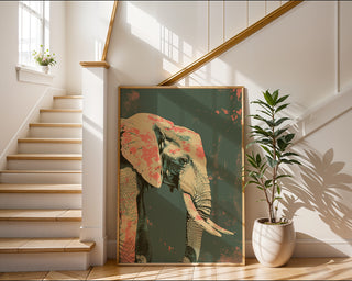 Pastel Elephant – African Wildlife in Flamingo Pink - Just Great Posters