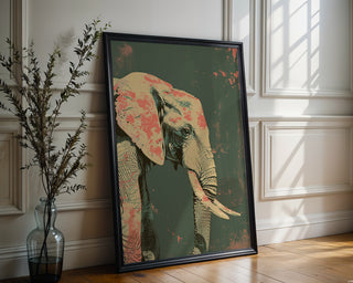 Pastel Elephant – African Wildlife in Flamingo Pink - Just Great Posters