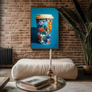Floral Coffee Cup Art Print – Bold Folk - Inspired Kitchen Wall Decor - Just Great Posters