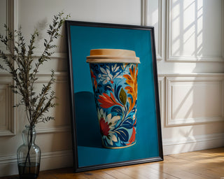 Floral Coffee Cup Art Print – Bold Folk - Inspired Kitchen Wall Decor - Just Great Posters