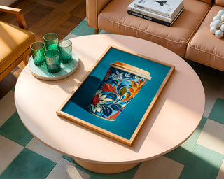 Floral Coffee Cup Art Print – Bold Folk - Inspired Kitchen Wall Decor - Just Great Posters