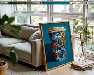 Floral Coffee Cup Art Print – Bold Folk - Inspired Kitchen Wall Decor - Just Great Posters