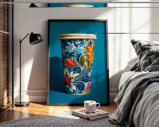 Floral Coffee Cup Art Print – Bold Folk - Inspired Kitchen Wall Decor - Just Great Posters