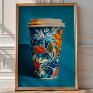 Floral Coffee Cup Art Print – Bold Folk - Inspired Kitchen Wall Decor - Just Great Posters