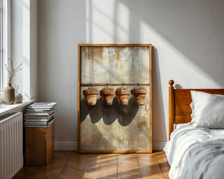 Terracotta Quartet – Minimalist Potted Plant Study - Just Great Posters