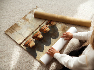 Terracotta Quartet – Minimalist Potted Plant Study - Just Great Posters