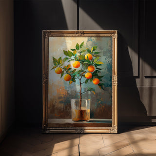 Orange Blossom Branch – Vibrant Still Life Painting - Just Great Posters