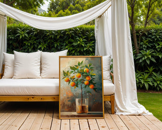 Orange Blossom Branch – Vibrant Still Life Painting - Just Great Posters