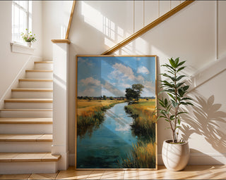 River Through Fields Landscape Poster - Just Great Posters