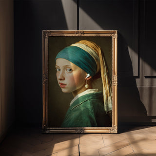 Modern Remix: Girl with Pearl Earring + AirPods - Just Great Posters