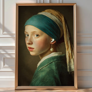 Modern Remix: Girl with Pearl Earring + AirPods - Just Great Posters