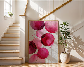 Pink Watercolor Circles Poster – Abstract Modern Wall Art Print - Just Great Posters