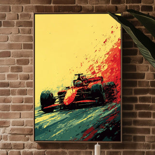Red Formula 1 Race Car Poster – High - Speed Motorsport Wall Art - Just Great Posters