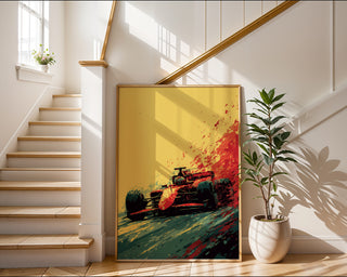 Red Formula 1 Race Car Poster – High - Speed Motorsport Wall Art - Just Great Posters