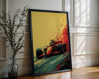 Red Formula 1 Race Car Poster – High - Speed Motorsport Wall Art - Just Great Posters