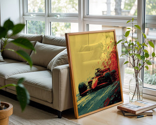 Red Formula 1 Race Car Poster – High - Speed Motorsport Wall Art - Just Great Posters