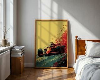 Red Formula 1 Race Car Poster – High - Speed Motorsport Wall Art - Just Great Posters