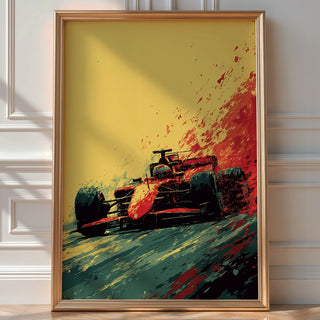 Red Formula 1 Race Car Poster – High - Speed Motorsport Wall Art - Just Great Posters