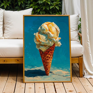 Ice Cream Cone Art Print – Retro Summer Dessert Poster - Just Great Posters