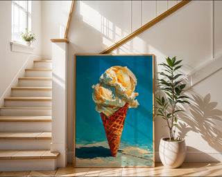 Ice Cream Cone Art Print – Retro Summer Dessert Poster - Just Great Posters
