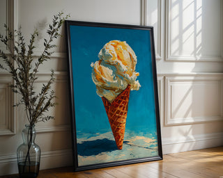 Ice Cream Cone Art Print – Retro Summer Dessert Poster - Just Great Posters