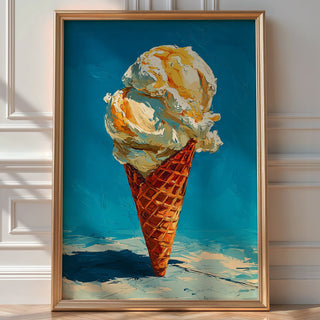 Ice Cream Cone Art Print – Retro Summer Dessert Poster - Just Great Posters
