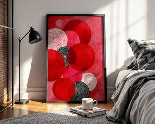 Crimson & Ivory Circles Abstract – Bold Red Watercolor Geometric Poster - Just Great Posters