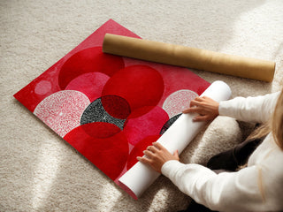 Crimson & Ivory Circles Abstract – Bold Red Watercolor Geometric Poster - Just Great Posters