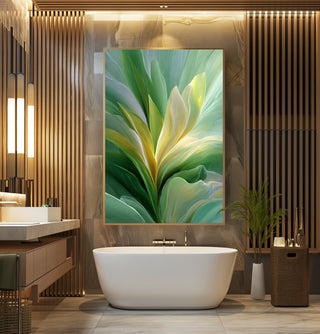 Verdant Light Poster – Abstract Botanical Wall Art in Green and Gold Tones - Just Great Posters