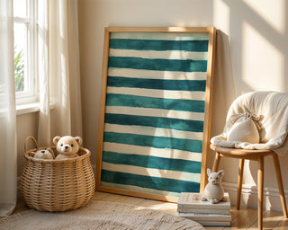 Sea Green Stripes – Minimalist Nautical Pattern Print - Just Great Posters