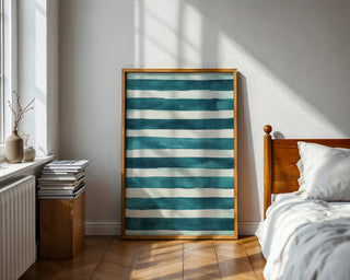 Sea Green Stripes – Minimalist Nautical Pattern Print - Just Great Posters