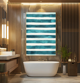 Sea Green Stripes – Minimalist Nautical Pattern Print - Just Great Posters
