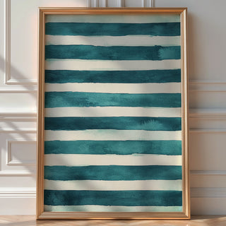Sea Green Stripes – Minimalist Nautical Pattern Print - Just Great Posters