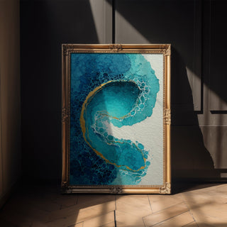 Oceanic Teal Bubble Abstract – Bold Watercolor Wall Art Print - Just Great Posters