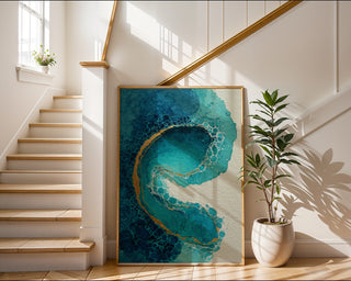 Oceanic Teal Bubble Abstract – Bold Watercolor Wall Art Print - Just Great Posters