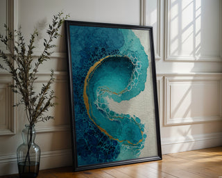 Oceanic Teal Bubble Abstract – Bold Watercolor Wall Art Print - Just Great Posters