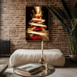 Christmas Tree Light Burst Print – Bold Festive Wall Art with Holiday Sparkle - Just Great Posters