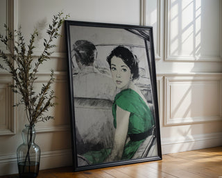 Retro Lady in Taxi Art Print - Just Great Posters