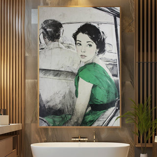 Retro Lady in Taxi Art Print - Just Great Posters