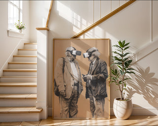 Banksy‑Style Satire: VR‑Goggles Grandpa Duo - Just Great Posters